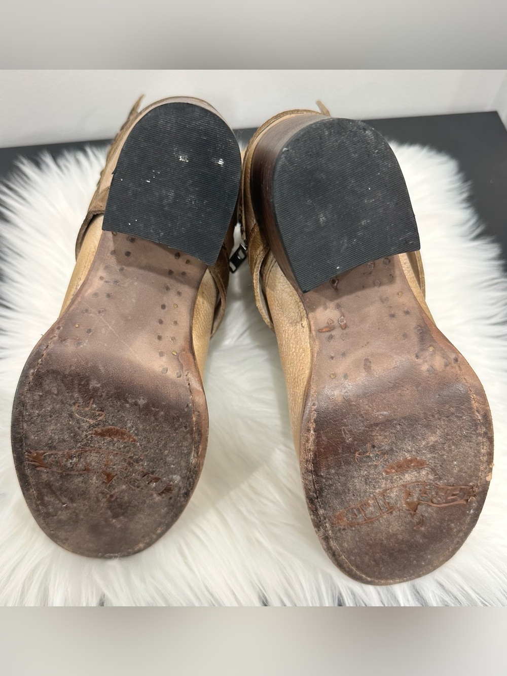 🦅 FREEBIRD BY STEVEN CLOVER Buckle Ankle Boots SZ 7 Tan - Picture 13 of 13